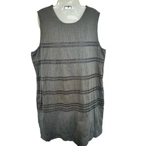 Gap‎ Women's Sleeveless Stripe Chambray Eyelet Sheath Dress Size XL